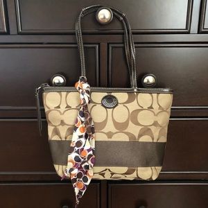 Signature Coach handbag with twilly scarf